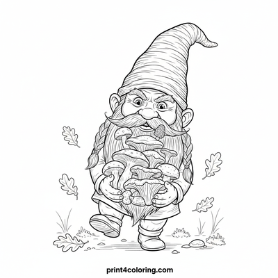 Gnome's Wobbly Mushroom Tower Challenge - free printable coloring page