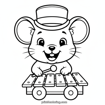 Melody Mouse's Xylophone Express - free printable coloring page