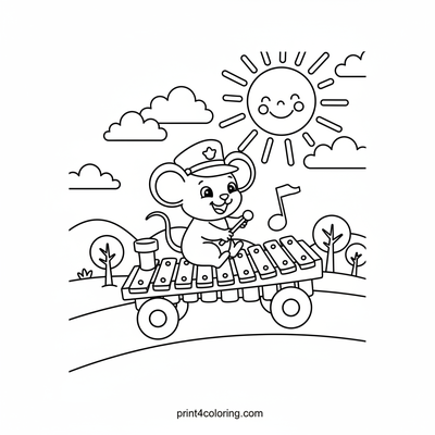 Choo-Choo Chimes: The Musical Mouse Train - free printable coloring page