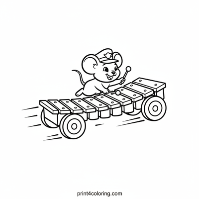 Melody Mouse's Xylophone Express - free printable coloring page