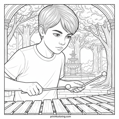 Xylophone Serenade in the Park - free printable coloring page