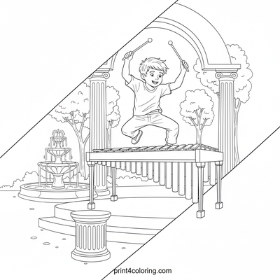 Xylophone Virtuoso Outdoor Concert - free printable coloring page