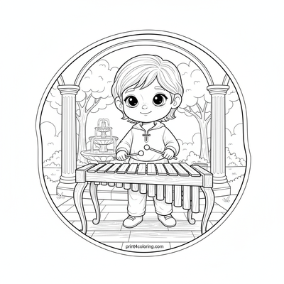 Xylophone Serenade in the Park - free printable coloring page