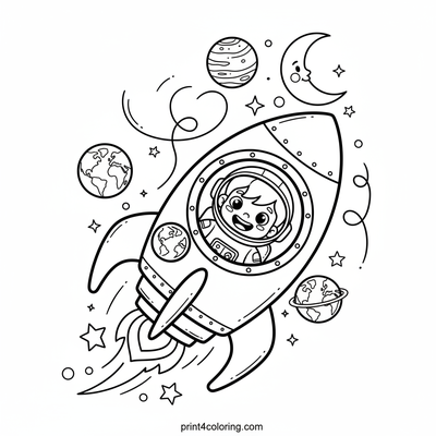 Little Astronaut's Earth View - free printable coloring page