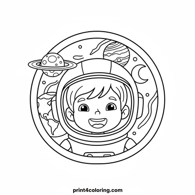 Little Astronaut's Earth View - free printable coloring page