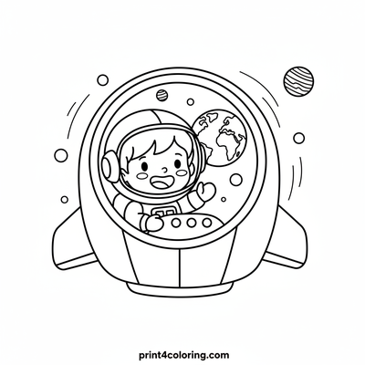 My Little Rocket's Earth View - free printable coloring page