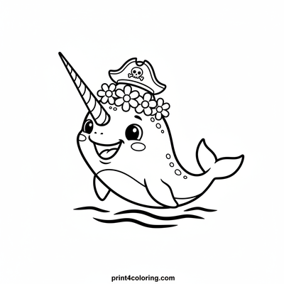 Narwhal's Silly Hat Balancing Act - free printable coloring page