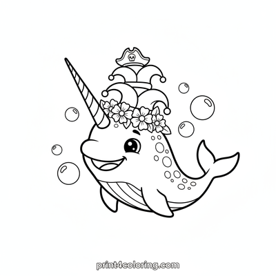 Narwhal's Silly Hat Stack - free printable coloring page