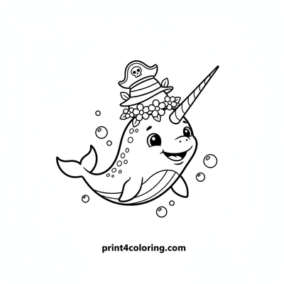 Narwhal's Wacky Hat Stack - free printable coloring page