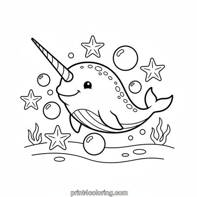 Narwhal's Twinkling Tusk Dream - free printable coloring page