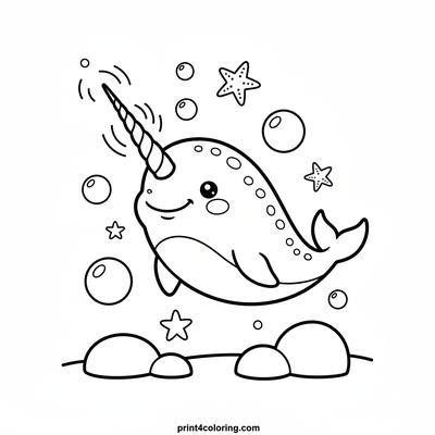 Magical Narwhal Starlight Dream - free printable coloring page