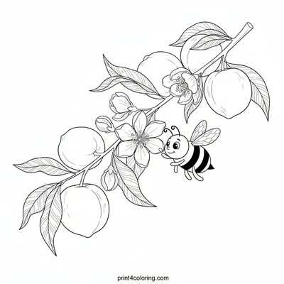 Busy Bee's Nectarine Delight - free printable coloring page