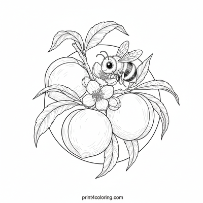 Sweet Nectarine Nook with Busy Bee - free printable coloring page