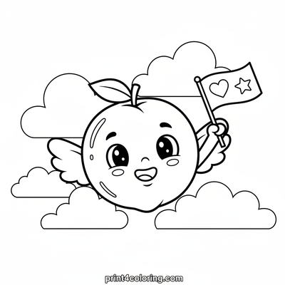 Nectarine's Happy Cloud Flight - free printable coloring page