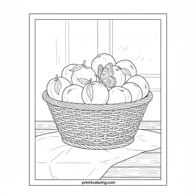 Vintage Nectarine Bounty with Butterfly