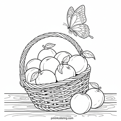 Nectarines in a Vintage Basket: Butterfly's Sweet Treat