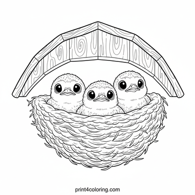 Baby Swallows' Cozy Nest - free printable coloring page