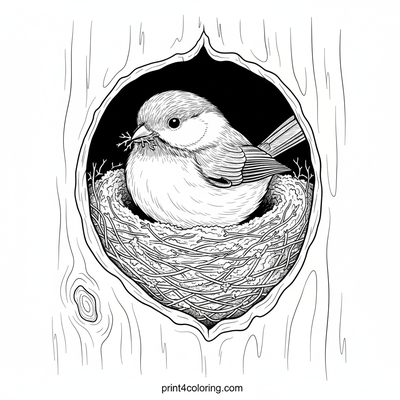 Busy Chickadee's Nest Building Adventure - free printable coloring page