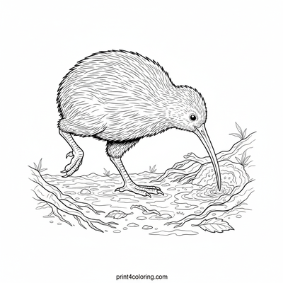 Midnight Forager Kiwi - free printable coloring page
