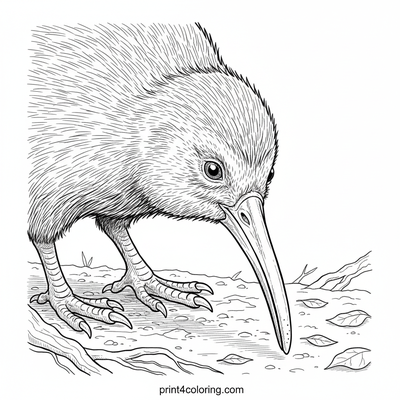 The Vigilant Kiwi Forager - free printable coloring page