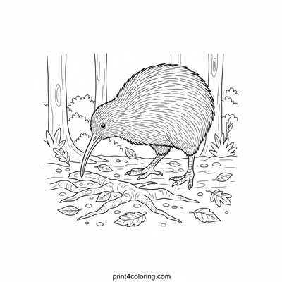The Kiwi's Secret Night Hunt - free printable coloring page