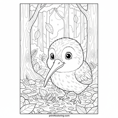 Moonlit Kiwi's Midnight Snack - free printable coloring page