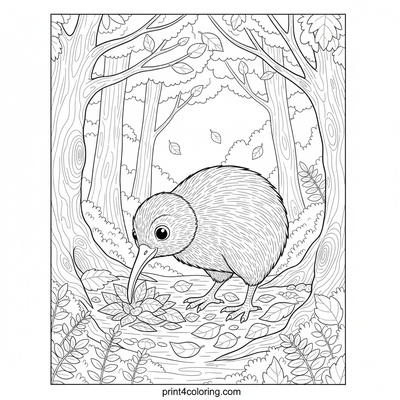 Moonlit Kiwi's Midnight Feast - free printable coloring page
