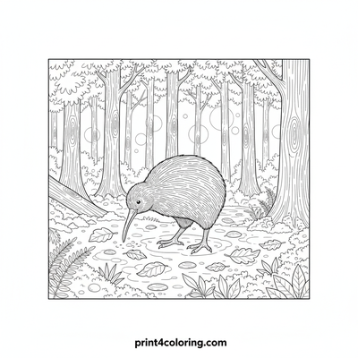 Moonlit Kiwi's Midnight Feast - free printable coloring page