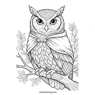 Noble Night Owl's Twilight Portrait - free printable coloring page