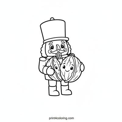 Friendly Nutcracker's Big Treat - free printable coloring page