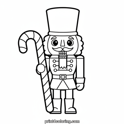 Nutcracker's Sweet Candy Cane - free printable coloring page