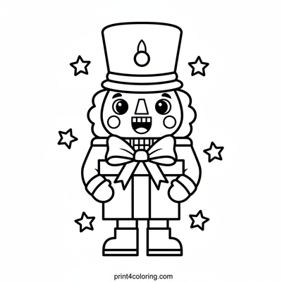 Happy Nutcracker's Holiday Gift Wrap - free printable coloring page
