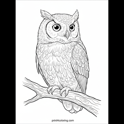 Wise Owl's Golfing Gaze - free printable coloring page