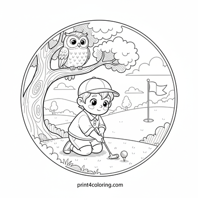 Owl's Watchful Putt on the Green