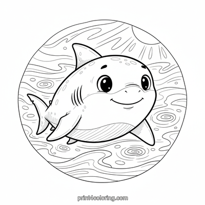 Ocean's Silent Glider: Great White Serenity - free printable coloring page