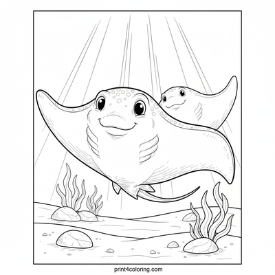 Ocean Ballet of the Majestic Stingrays - free printable coloring page