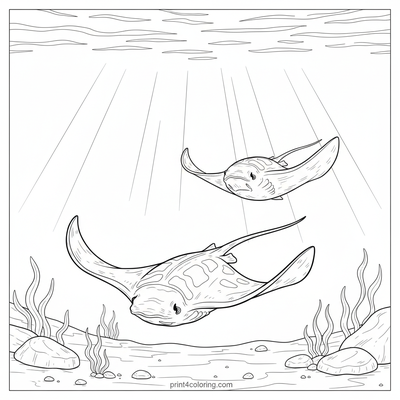 Graceful Stingray Ocean Ballet - free printable coloring page