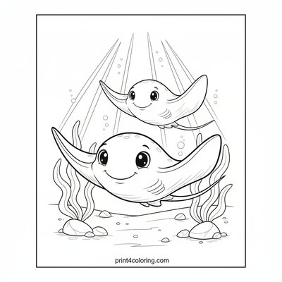 Graceful Stingray Ocean Ballet - free printable coloring page