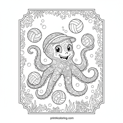 The Octo-Volley Whirlwind: A Zentangle Octopus's Epic Serve - free printable coloring page