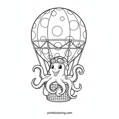 Octopus's High-Flying Adventure - free printable coloring page