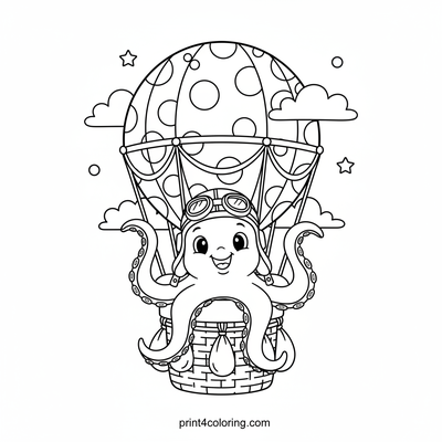 Octopus's Whimsical Hot Air Balloon Adventure! - free printable coloring page