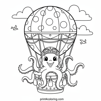 Ollie the Octopus's Sky-High Adventure - free printable coloring page