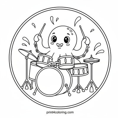 Octopus Drummer Extravaganza: A Musical Marvel - free printable coloring page