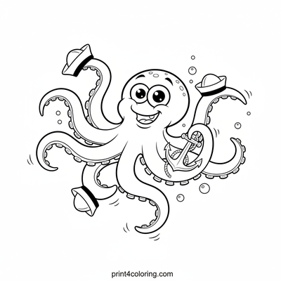 Goofy Octopus Hat Adventure - free printable coloring page