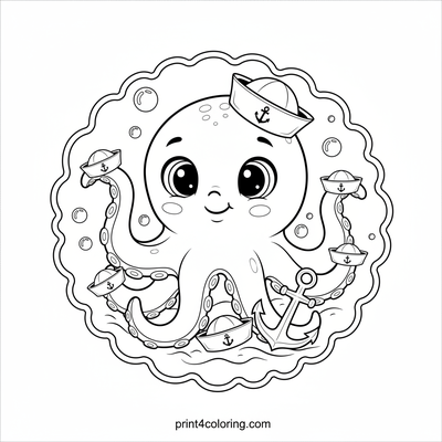 Octopus's Silly Hat Parade - free printable coloring page