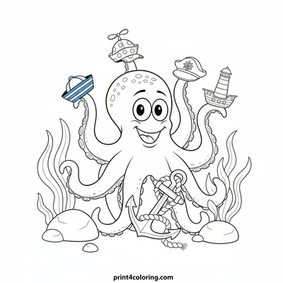 The Goofy Octopus Hat Mix-Up - free printable coloring page