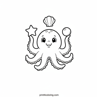 Happy Juggling Octopus Adventure - free printable coloring page