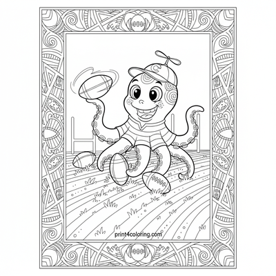 Octopus Rugby Star: Tentacle Tackle! - free printable coloring page