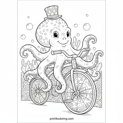 Octopus's Grand Tricycle Ballet - free printable coloring page