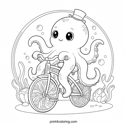 Octopus's Grand Tricycle Ballet - free printable coloring page
